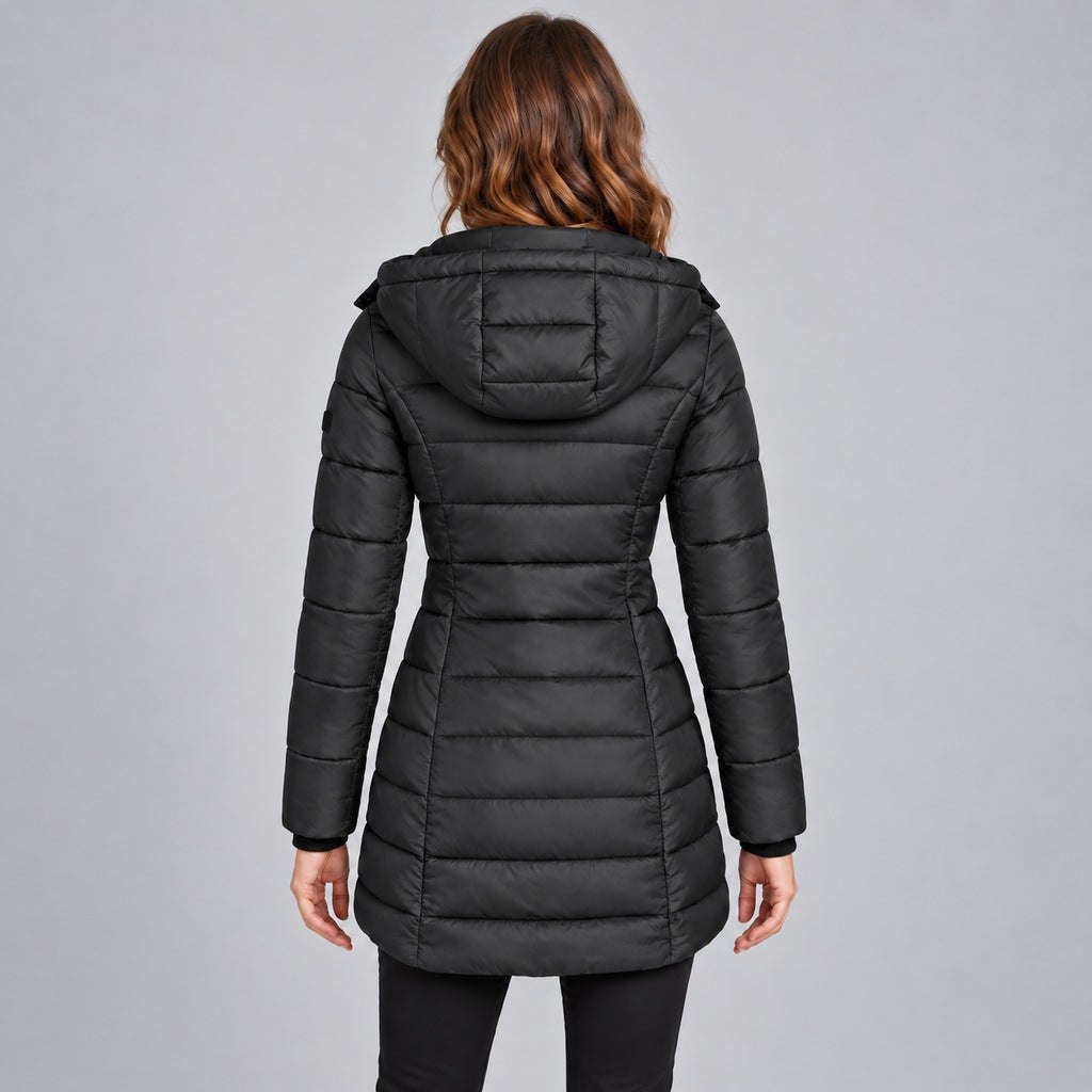 Langer Slim-Puffer mit Kapuze Damen Lucrezia – Bild 11