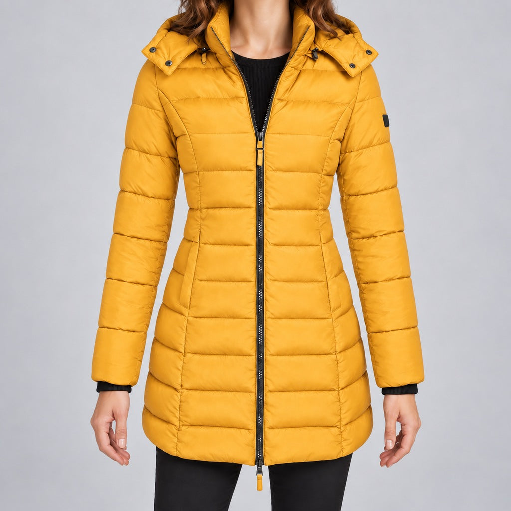 Langer Slim-Puffer mit Kapuze Damen Lucrezia – Bild 14
