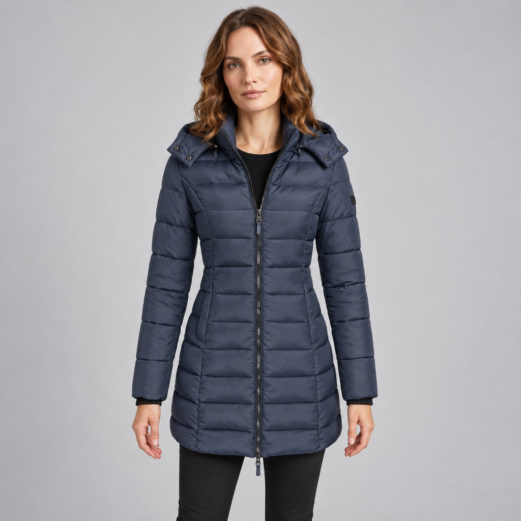 Langer Slim-Puffer mit Kapuze Damen Lucrezia – Bild 2