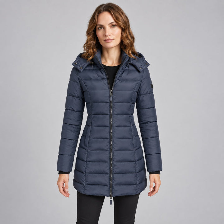 Langer Slim-Puffer mit Kapuze Damen Lucrezia – Bild 2