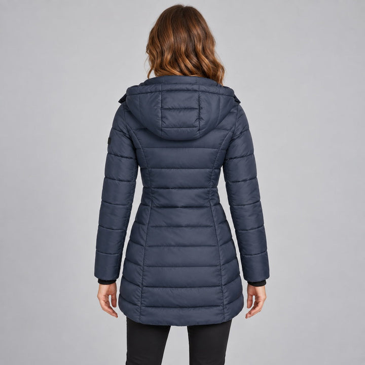 Langer Slim-Puffer mit Kapuze Damen Lucrezia – Bild 4