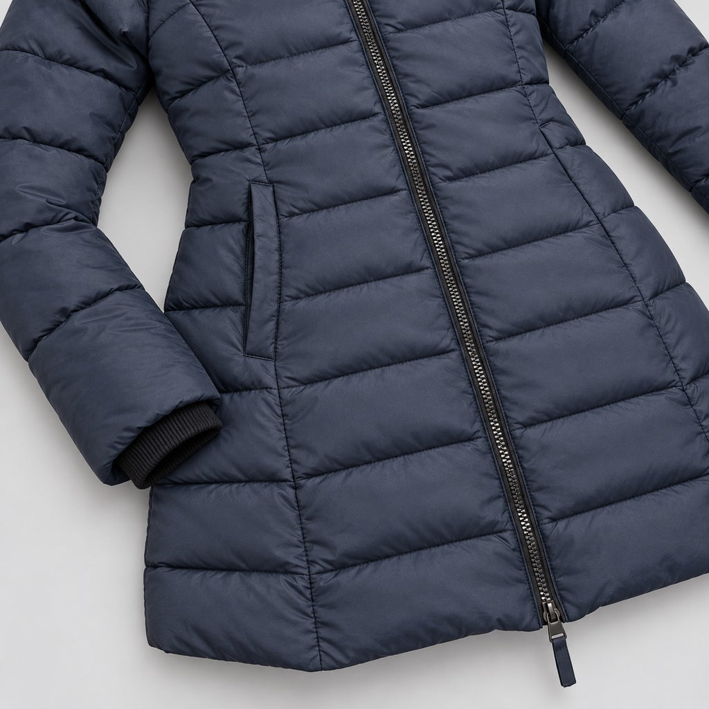 Langer Slim-Puffer mit Kapuze Damen Lucrezia – Bild 6