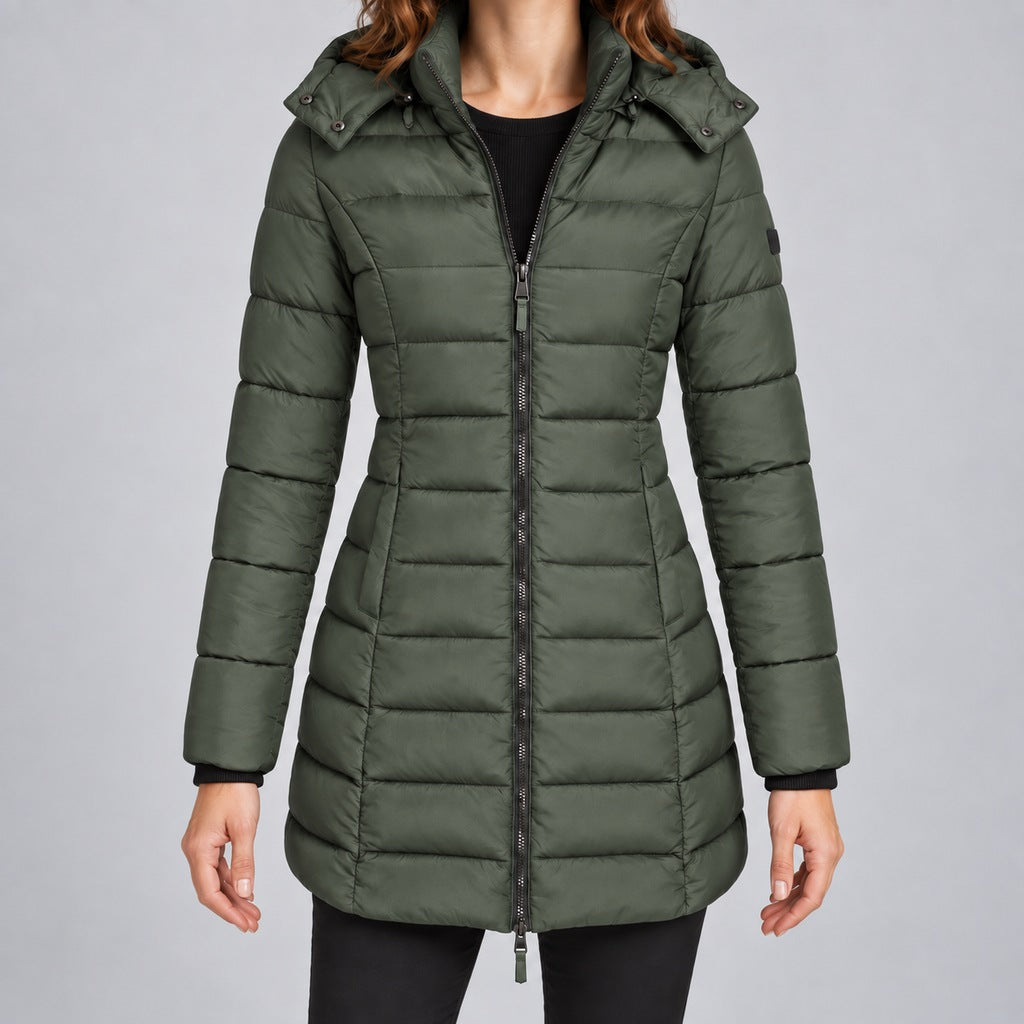 Langer Slim-Puffer mit Kapuze Damen Lucrezia – Bild 8