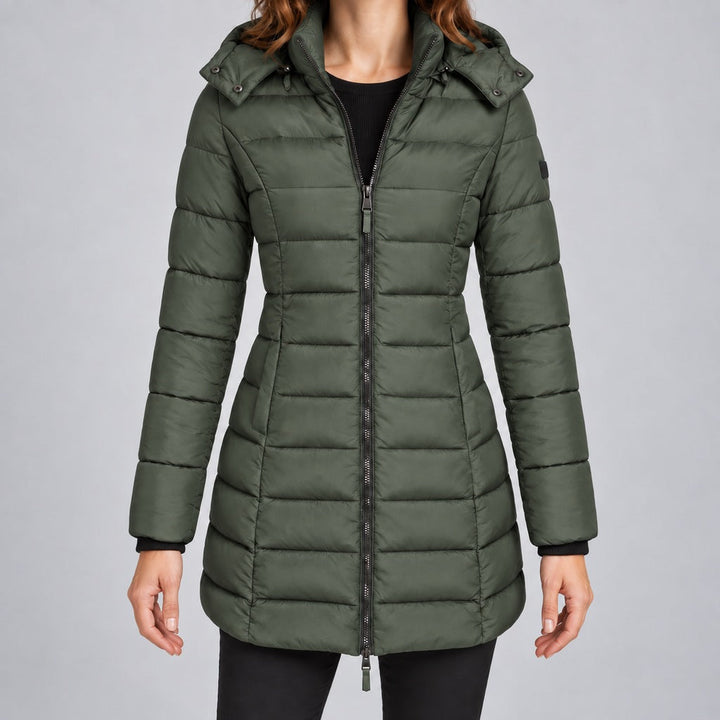 Langer Slim-Puffer mit Kapuze Damen Lucrezia – Bild 8