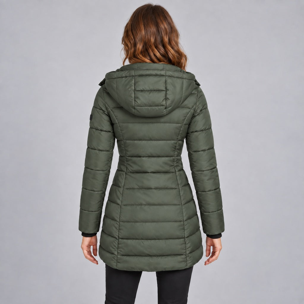 Langer Slim-Puffer mit Kapuze Damen Lucrezia – Bild 9