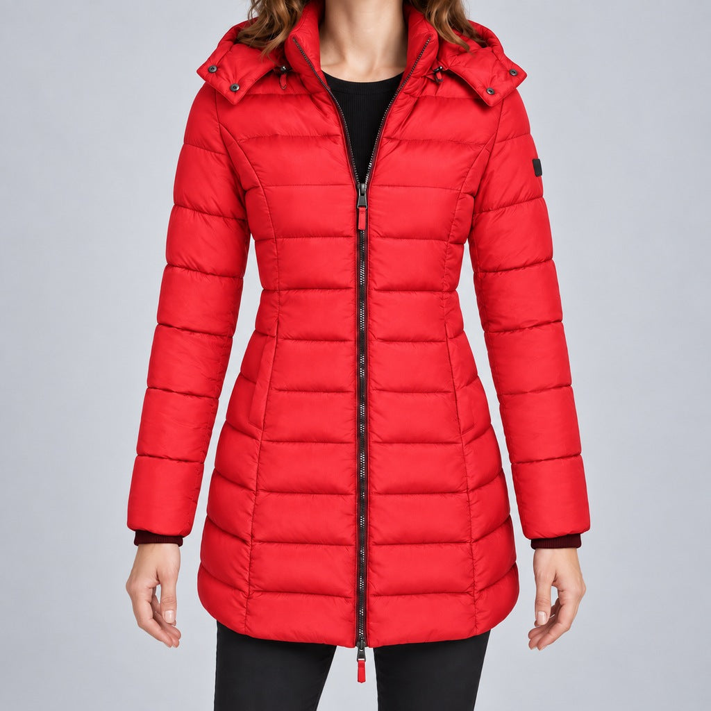Langer Slim-Puffer mit Kapuze Damen Lucrezia – Bild 16