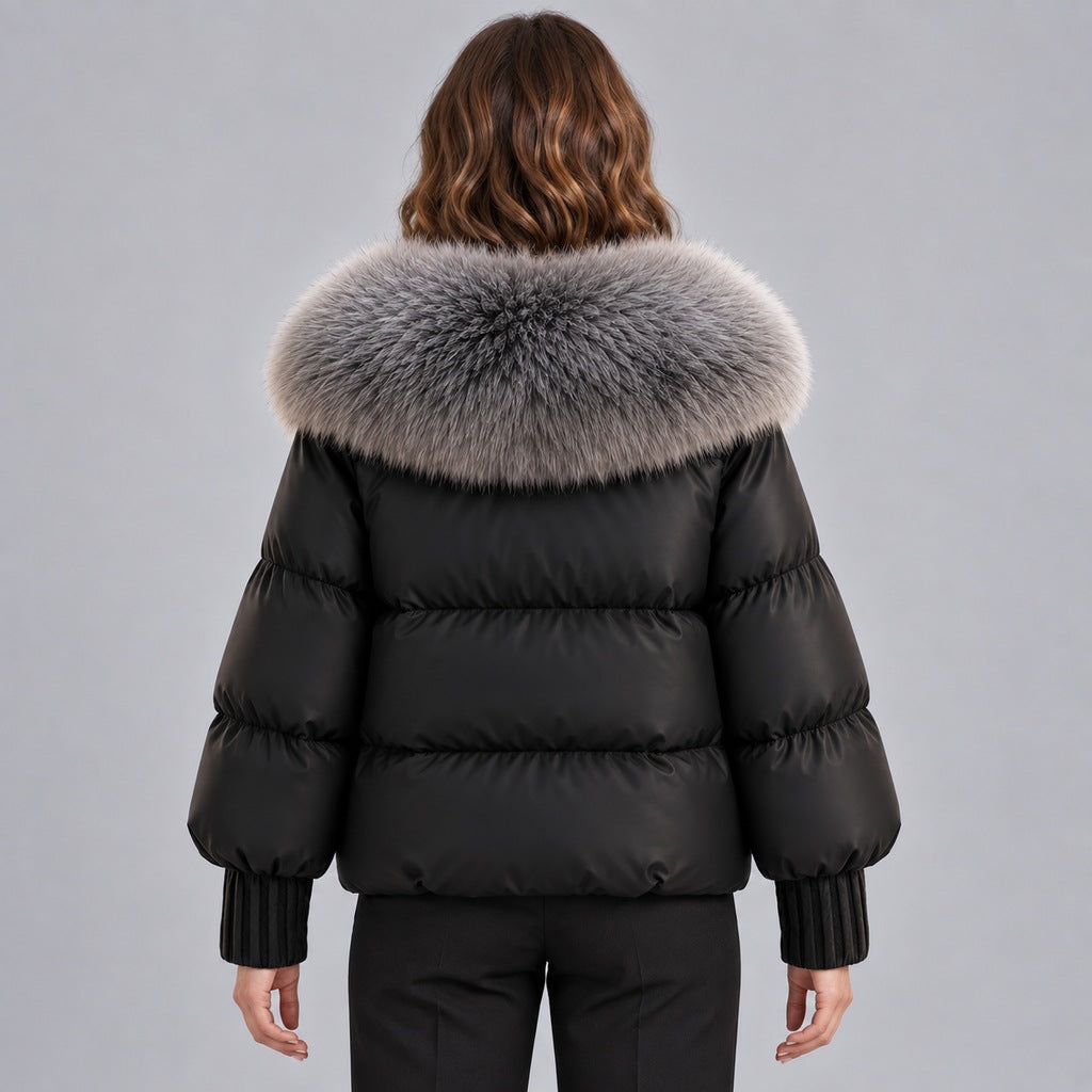 Glänzende Daunenjacke mit Kunstpelzkragen Damen Lidia – Bild 5
