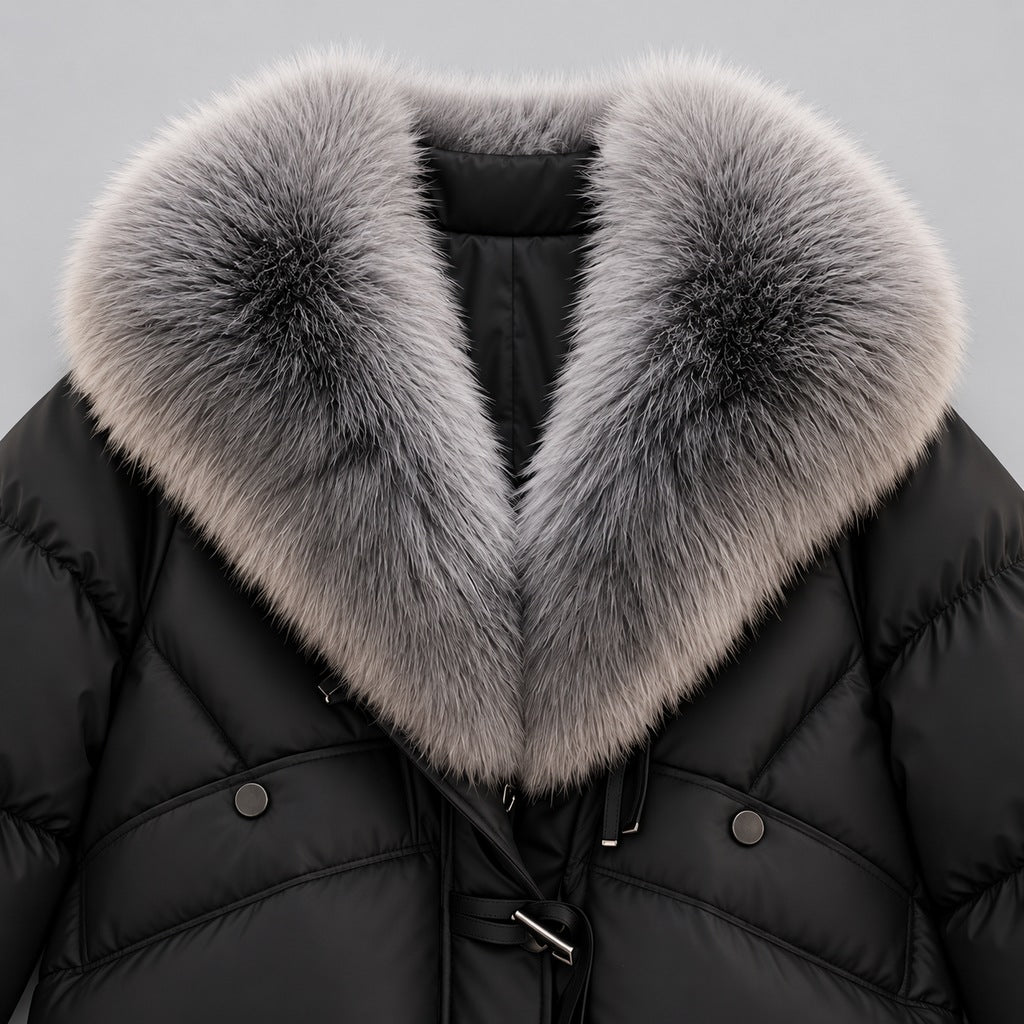 Glänzende Daunenjacke mit Kunstpelzkragen Damen Lidia – Bild 4