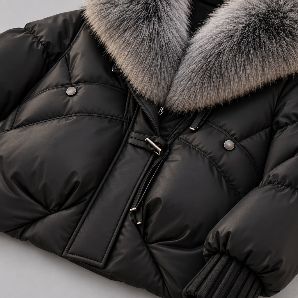 Glänzende Daunenjacke mit Kunstpelzkragen Damen Lidia – Bild 6