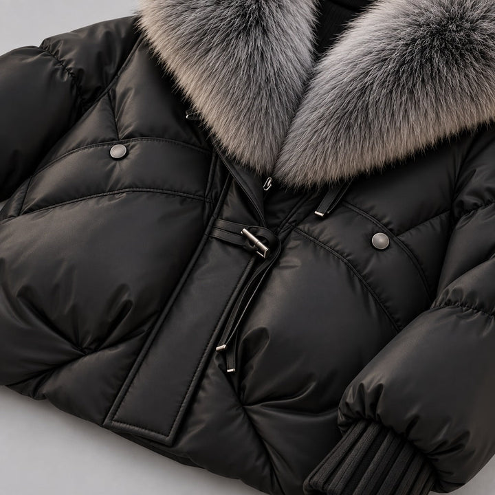 Glänzende Daunenjacke mit Kunstpelzkragen Damen Lidia – Bild 6