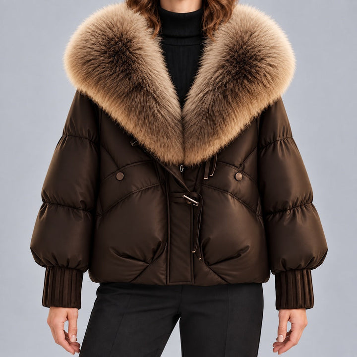 Glänzende Daunenjacke mit Kunstpelzkragen Damen Lidia – Bild 12