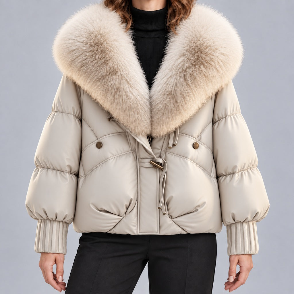 Glänzende Daunenjacke mit Kunstpelzkragen Damen Lidia – Bild 10