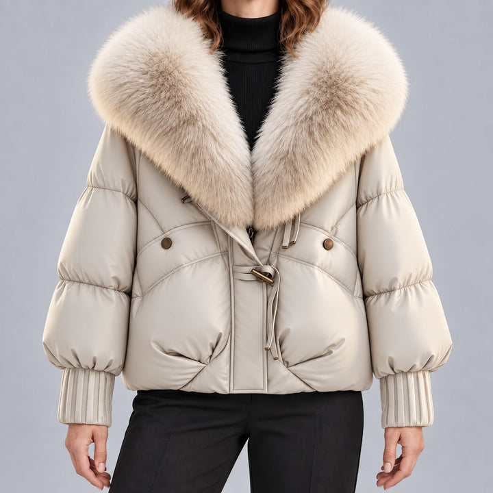 Glänzende Daunenjacke mit Kunstpelzkragen Damen Lidia – Bild 10