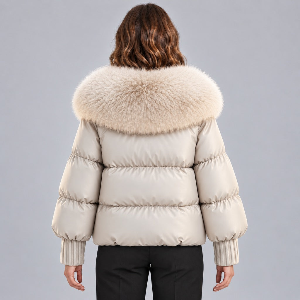 Glänzende Daunenjacke mit Kunstpelzkragen Damen Lidia – Bild 11