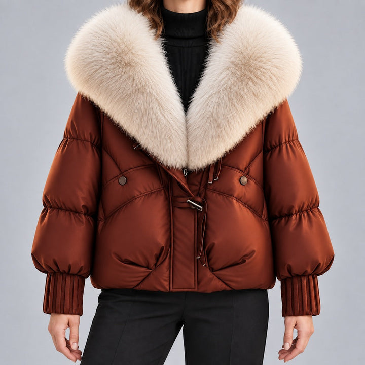 Glänzende Daunenjacke mit Kunstpelzkragen Damen Lidia – Bild 8