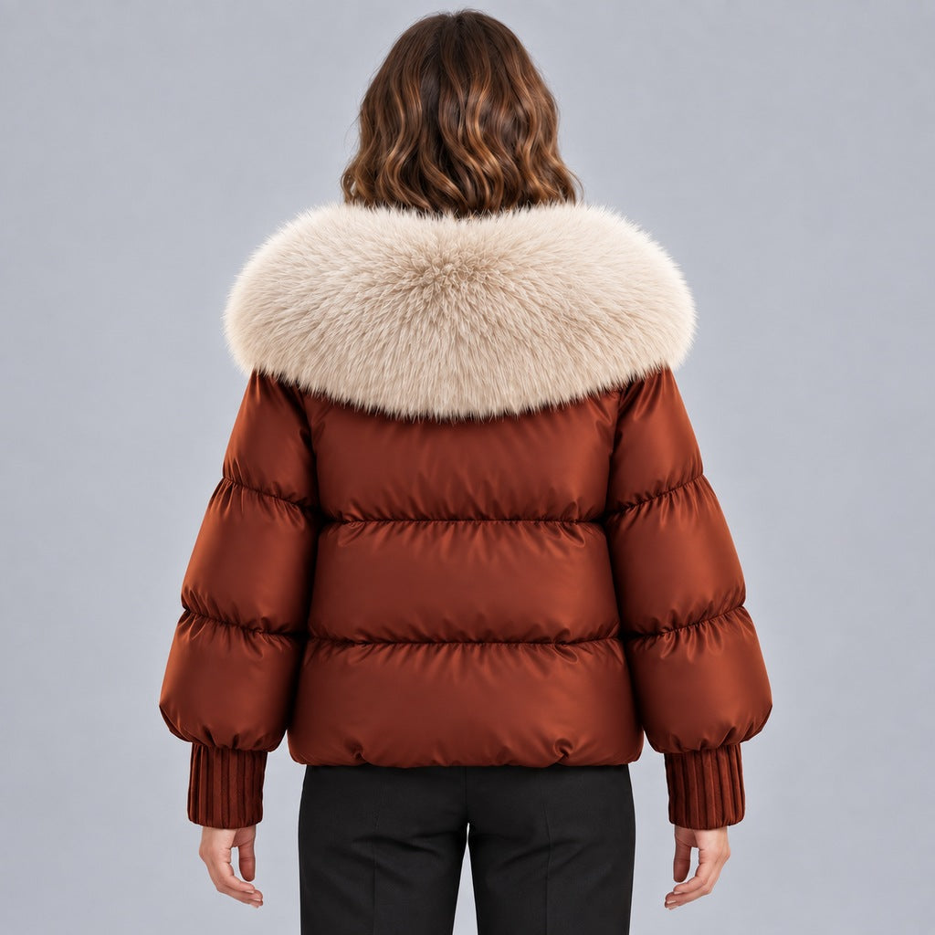 Glänzende Daunenjacke mit Kunstpelzkragen Damen Lidia – Bild 9