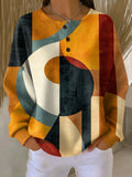 Pullover mit geometrischem Muster Damen Elena Orange – Weiss Modehaus