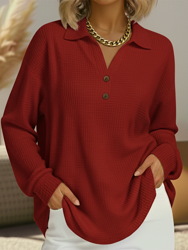 Unifarbenes Jersey mit Hemdkragen Damen Carmen – Bild 3