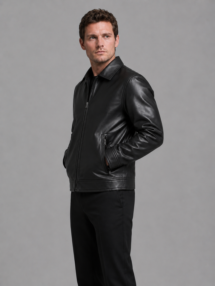 Herren Lederjacke Benedetto Schwarz – Weiss Modehaus