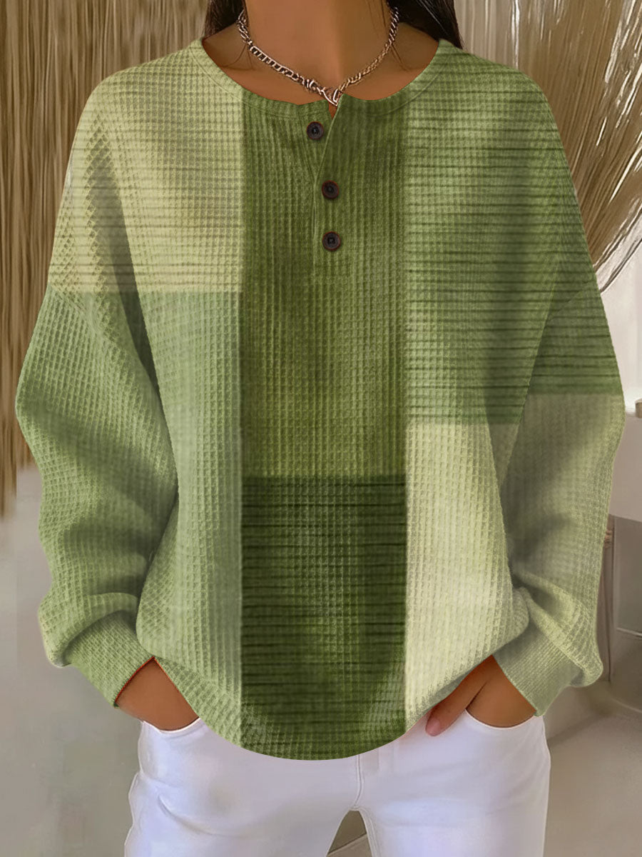 Strick-Patchwork in Grüntönen Damen Alba Grün – Weiss Modehaus