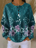 Türkisfarbener Pullover mit Blumen Damen Paloma Türkis – Weiss Modehaus