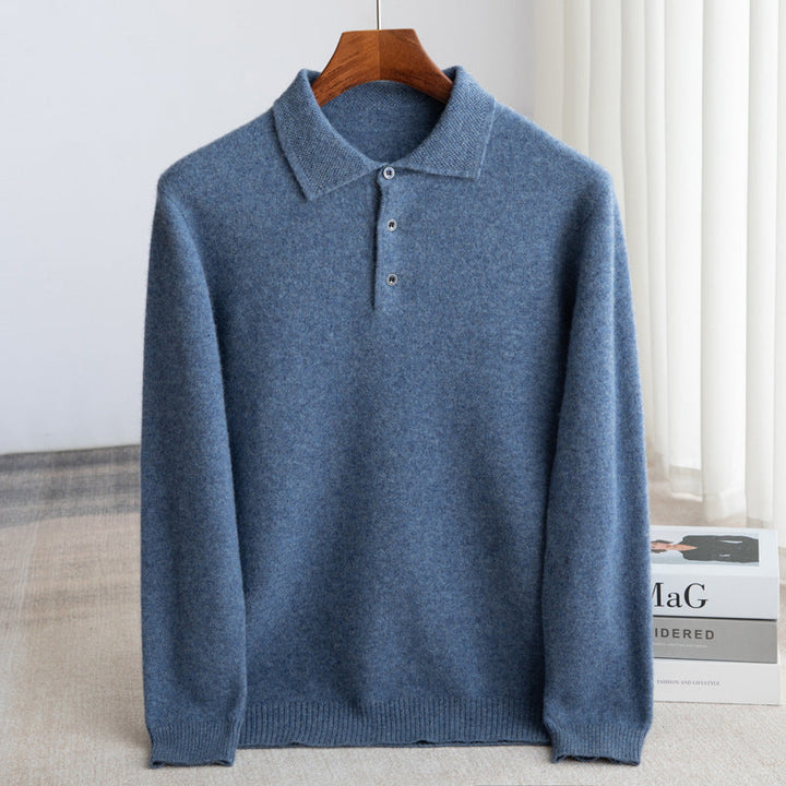 Klassischer Woll-Polo-Pullover Herren Eugenio – Bild 5