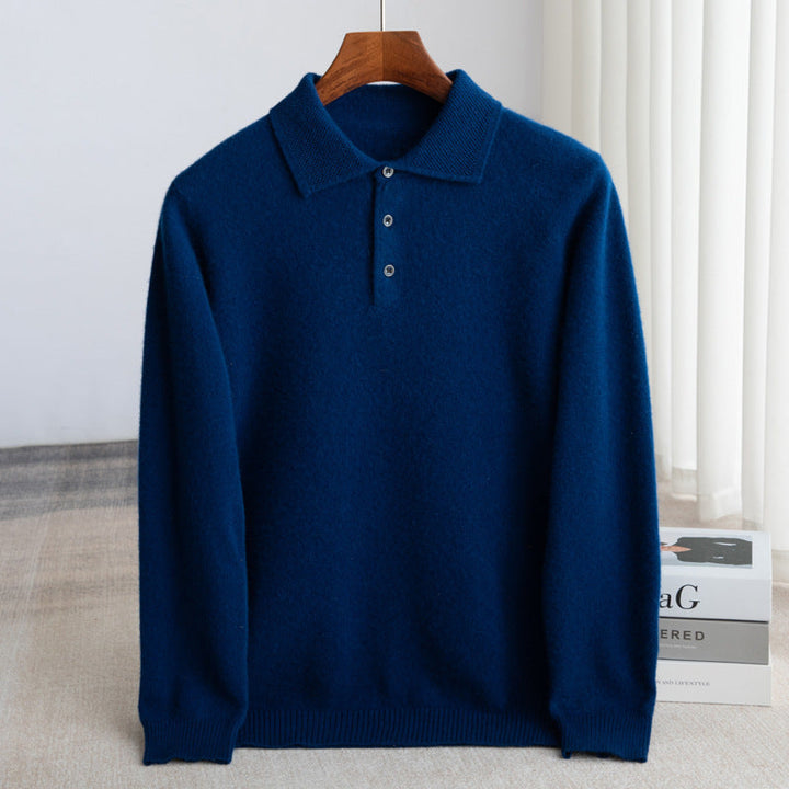 Klassischer Woll-Polo-Pullover Herren Eugenio – Bild 6