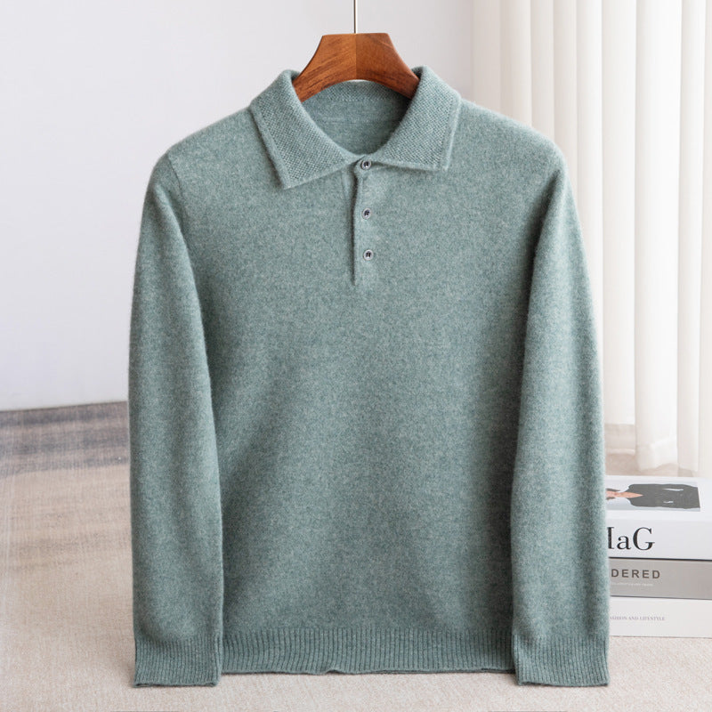 Klassischer Woll-Polo-Pullover Herren Eugenio – Bild 4