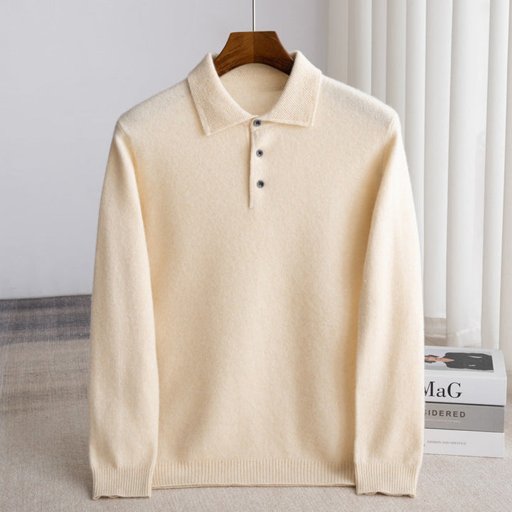 Klassischer Woll-Polo-Pullover Herren Eugenio – Bild 3