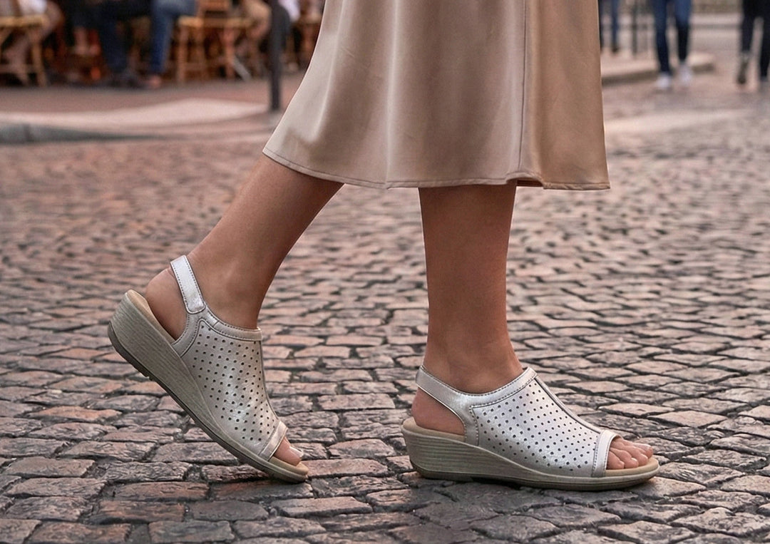 Schimmernde Eleganz in metallic Platin Damen Hazel – Bild 2