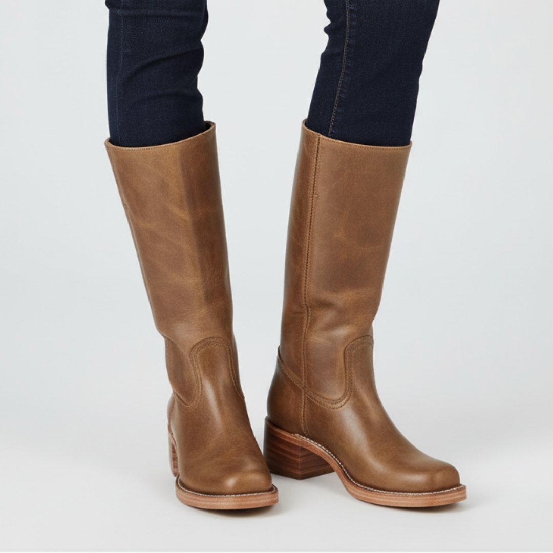 Hohe Stiefel Hester Dunkelbraun – Weiss Modehaus