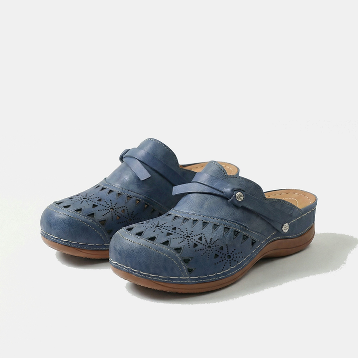 Bequemen Alltagssabots Lyla Blau – Weiss Modehaus
