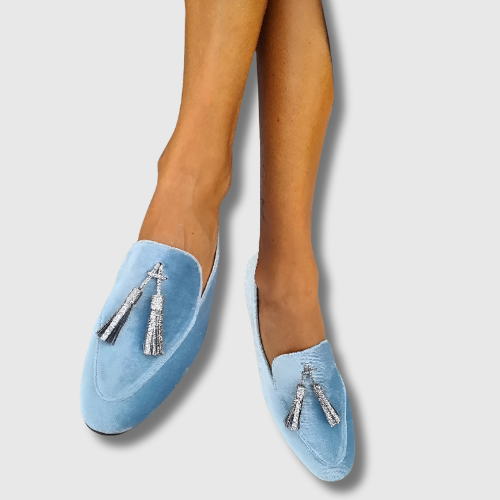 Schicke Wildleder-Mokassins Chloé Blau – Weiss Modehaus