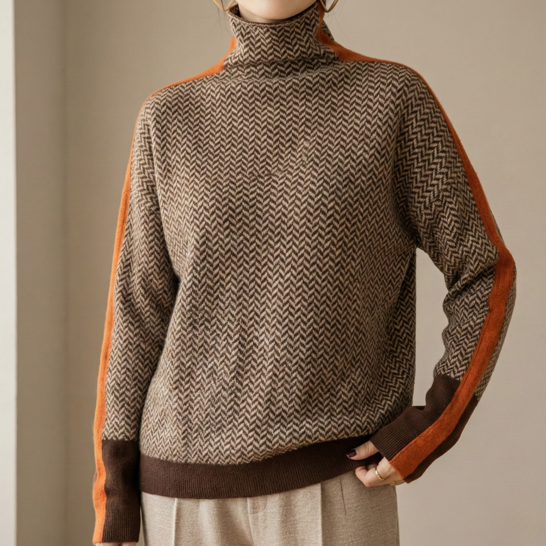 Hochkragen Herringbone Luxe Eleanor – Bild 3