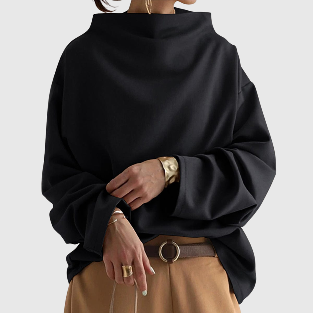 Lässiges Oberteil mit Stehkragen Lisa Schwarz – Weiss Modehaus