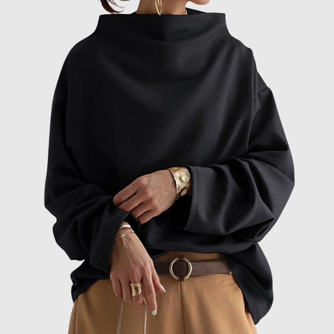 Lässiges Oberteil mit Stehkragen Lisa Schwarz – Weiss Modehaus