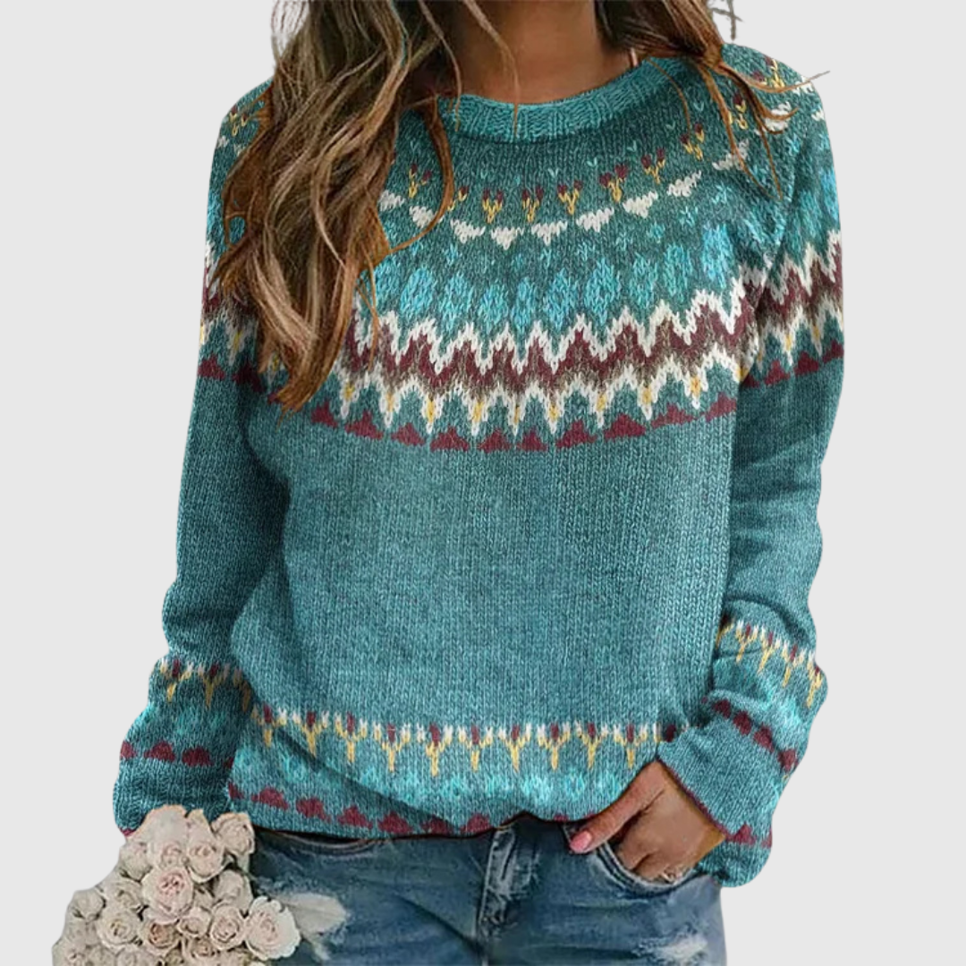 Pullover mit Retro-Wave-Muster Regina – Weiss Modehaus