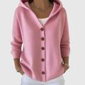 Bequemer Strick-Cardigan mit Kapuze – Weiss Modehaus