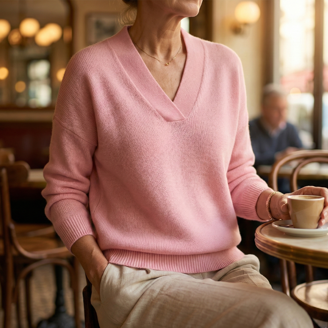 Weicher V-Ausschnitt Pullover in lässiger Passform Faye – Bild 6