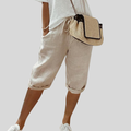 Elegante Fließende Shorts Beige – Weiss Modehaus