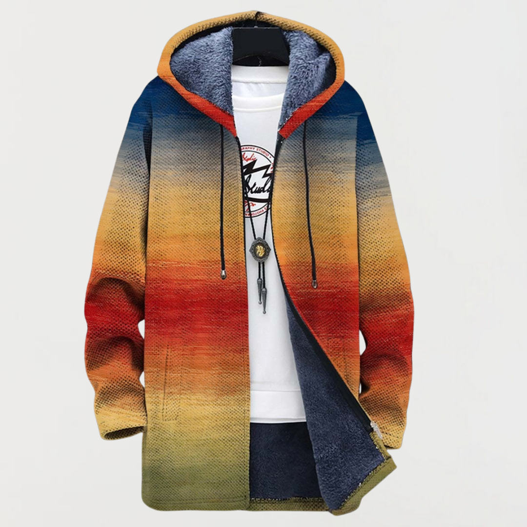 Kapuzenmantel mit Sonnenverlauf-Print Caoimhe Mehrfarbig – Weiss Modehaus