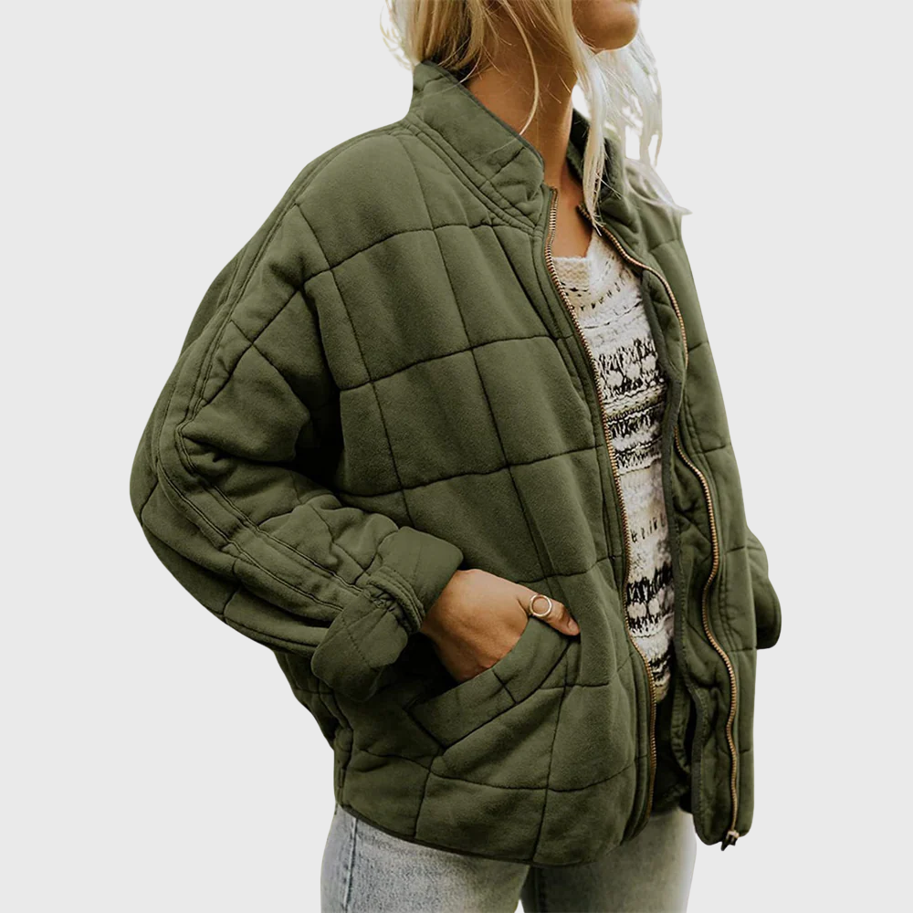 Steppjacke mit Reißverschluss Damen Assunta Grün – Weiss Modehaus