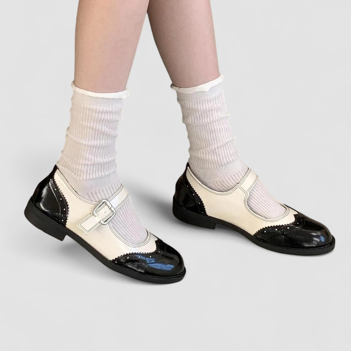 Orthopädische Mary Jane Schuhe Damen Auryzhel Schwarz – Weiss Modehaus