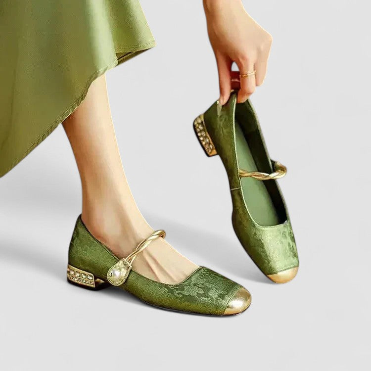 Orthopädische Mary Jane Schuhe Damen Chrystahh Grün – Weiss Modehaus