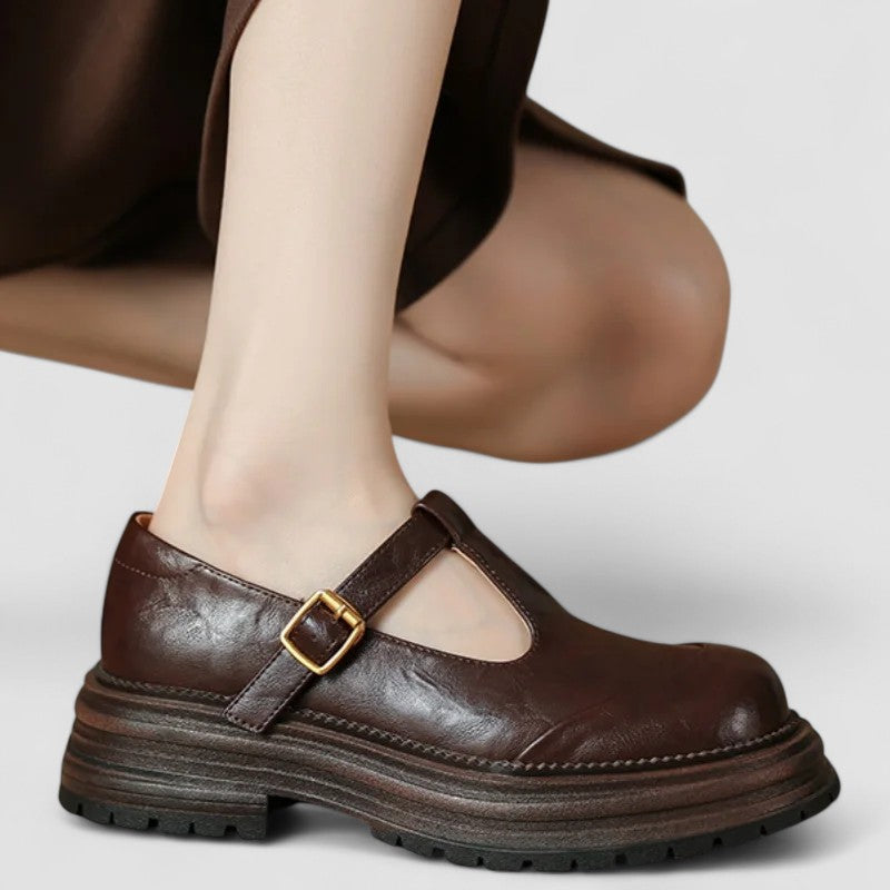 Orthopädische Mary Jane Schuhe Damen Lyxandra Braun – Weiss Modehaus