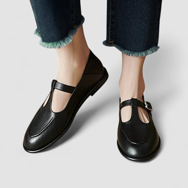 Orthopädische Mary Jane Schuhe mit niedrigem Absatz Damen Ariyzzah Schwarz – Weiss Modehaus