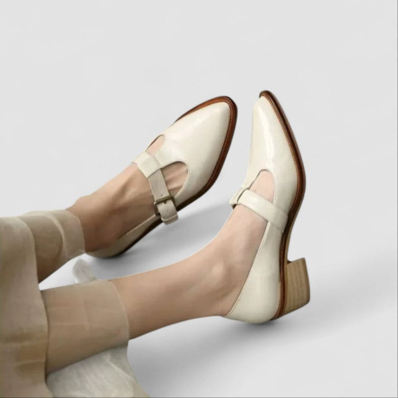 Orthopädische Mary Jane Schuhe Damen Thalynah Beige – Weiss Modehaus