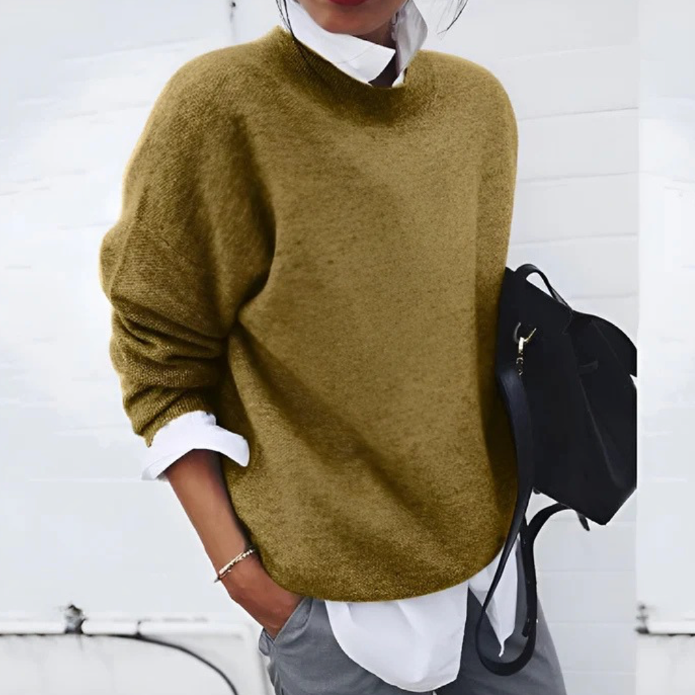 Weicher und warmer Pullover Margaret Khaki – Weiss Modehaus