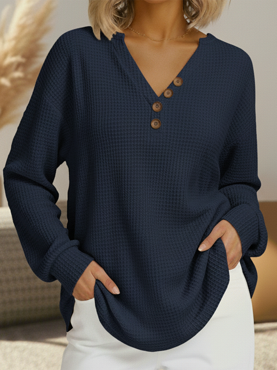 Unifarbenes Jersey mit V-Ausschnitt Damen Pilar – Bild 2