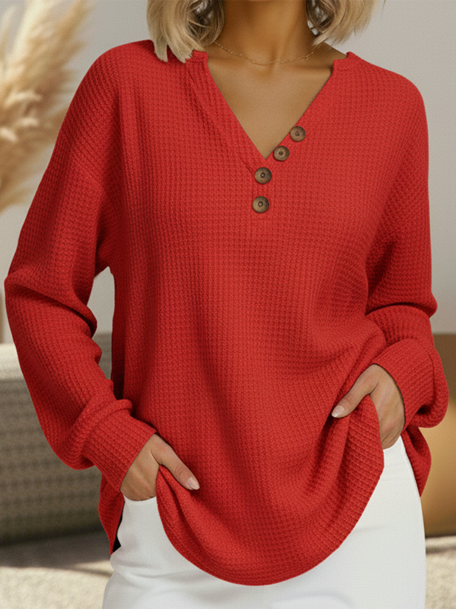 Unifarbenes Jersey mit V-Ausschnitt Damen Pilar – Bild 3